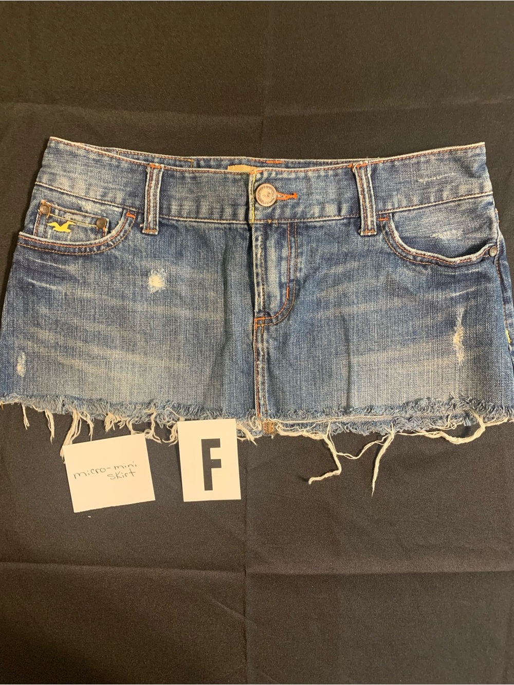 Hollister Distressed Blue Denim Micro Mini Skirt